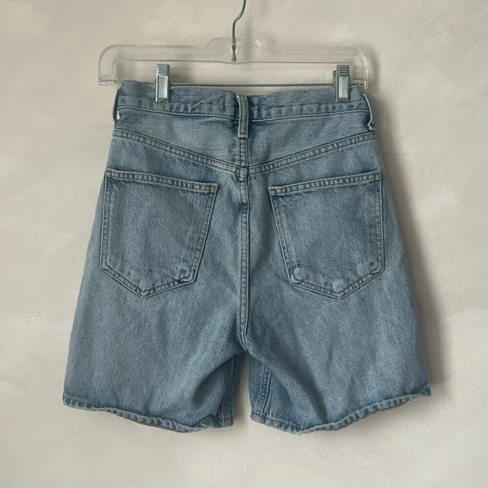 Agolde criss cross jean shorts size 23 revolve aritzia button fly long jorts - Picture 6 of 9